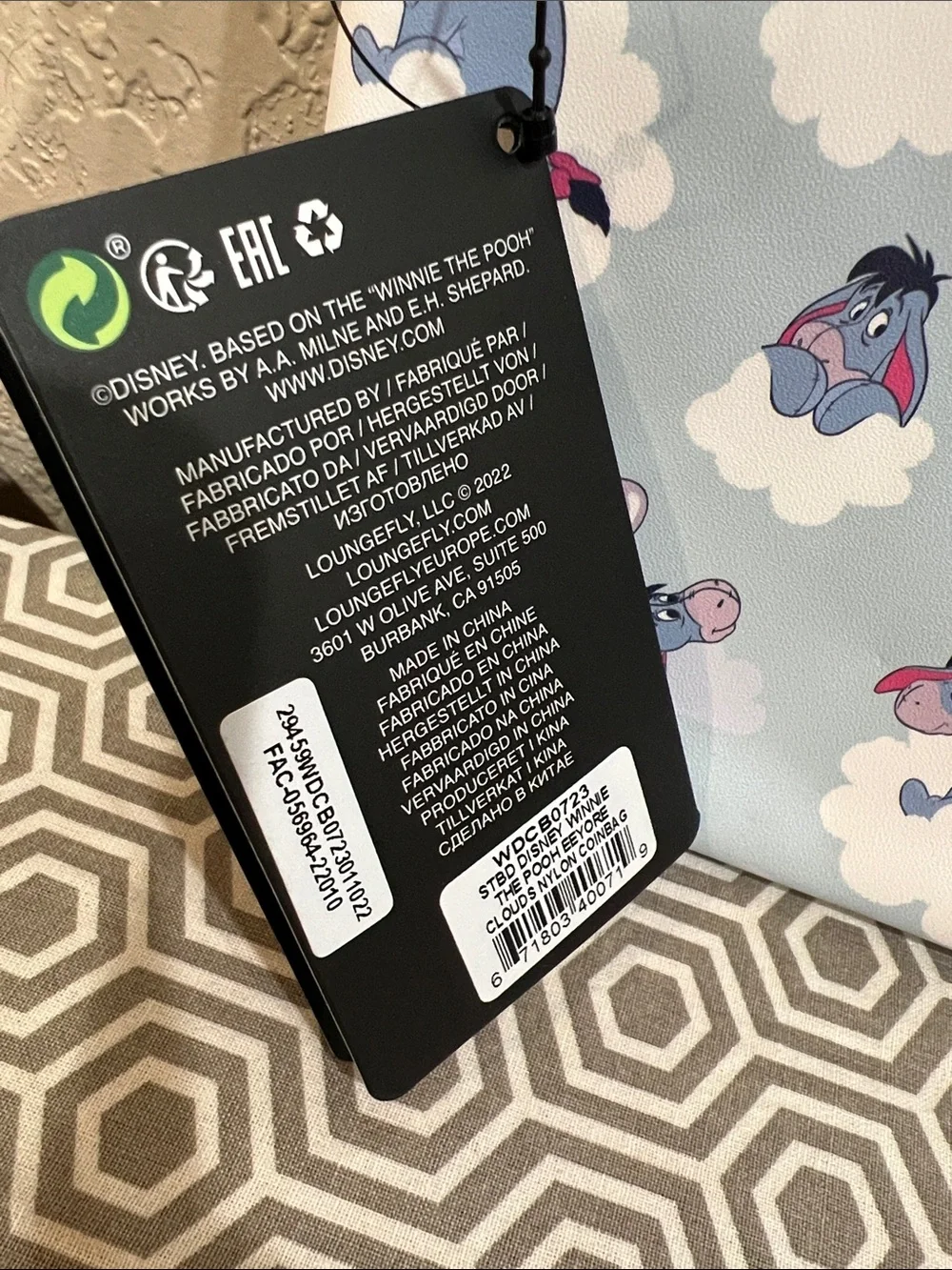 Disney Eeyore Cloud Heart Zip Pouch - Light Blue, Pink